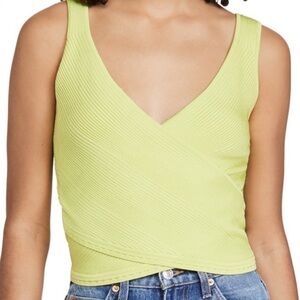 Jonathan Simkhai Top Women’s small Citron Green Ribbed Jada Knit Ribbed Tank